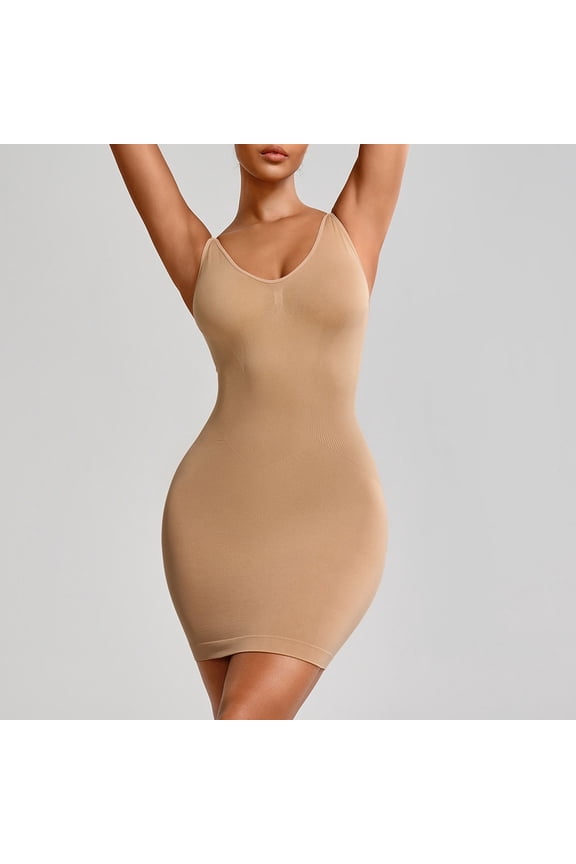 Women's Casual Bodycon Dress Shapewear for Everyday Wear Comfortable Waist Support Seamless Stretchy Slim Fit Dress