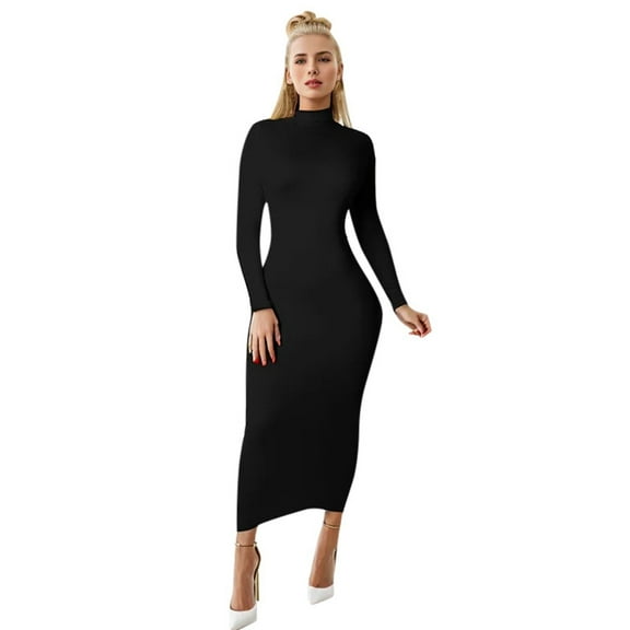 Women's Casual Bodycon Dress Stylish Basic Wardrobe Slim Fit Work Home Spring Summer Autumn Versatile Comfortable Womens Casual Trendy Midi Dresses