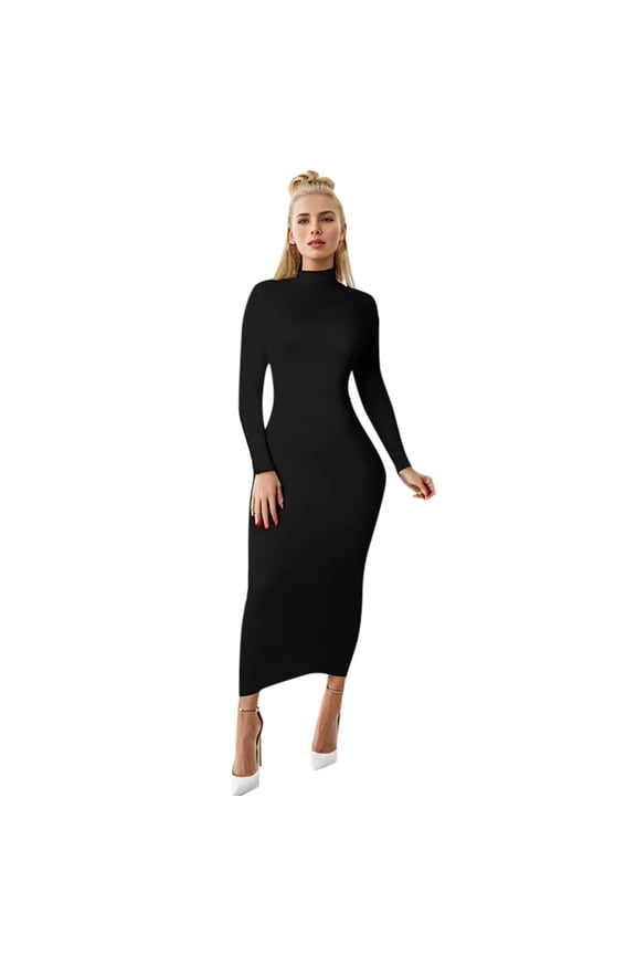 Women's Casual Bodycon Dress Stylish Basic Wardrobe Slim Fit Work Home Spring Summer Autumn Versatile Comfortable Womens Casual Trendy Midi Dresses
