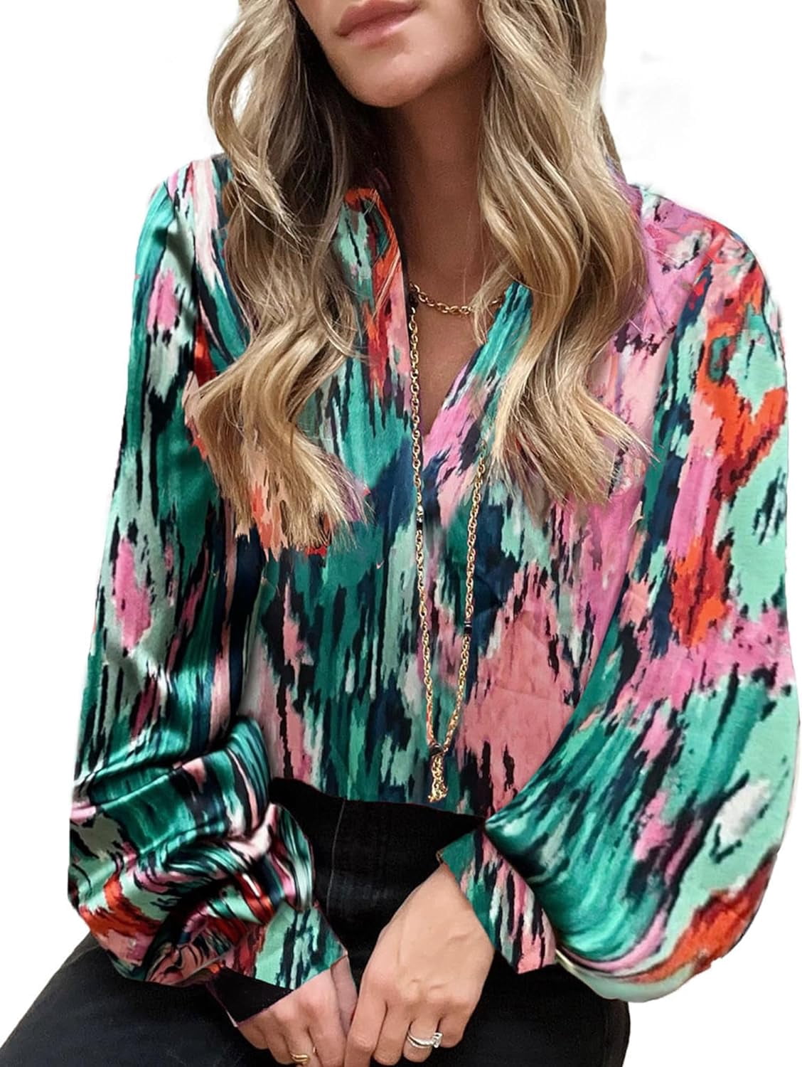Boho Lantern Sleeve Lapel Buckle Pants Set
