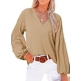 thumbnail image 1 of Women's Casual Boho Floral Print V Neck Long Sleeve Loose Shirt Shirt Tops, 1 of 9