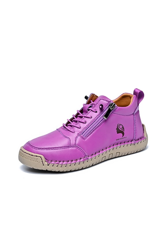 Women's Casual Boots Lightweight Comfortable Outdoor Walking Slip Resistant Driving Fashion Leather Bare Boots Purple 9 US