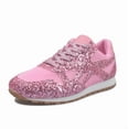 thumbnail image 1 of Women's Casual Breathable Crystal Bling Lace Up Sport Shoes Sneakers Glitter Tennis Sneakers Comfy Sparkly Rhinestone Bling Running Shoes Shiny Sequin Flat Heel Shoes, 1 of 8