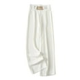thumbnail image 1 of Women's Casual Business Pants High Waist Wide Leg Solid Color Deco Metal Chain Comfy Lightweight Suit Pants, 1 of 6