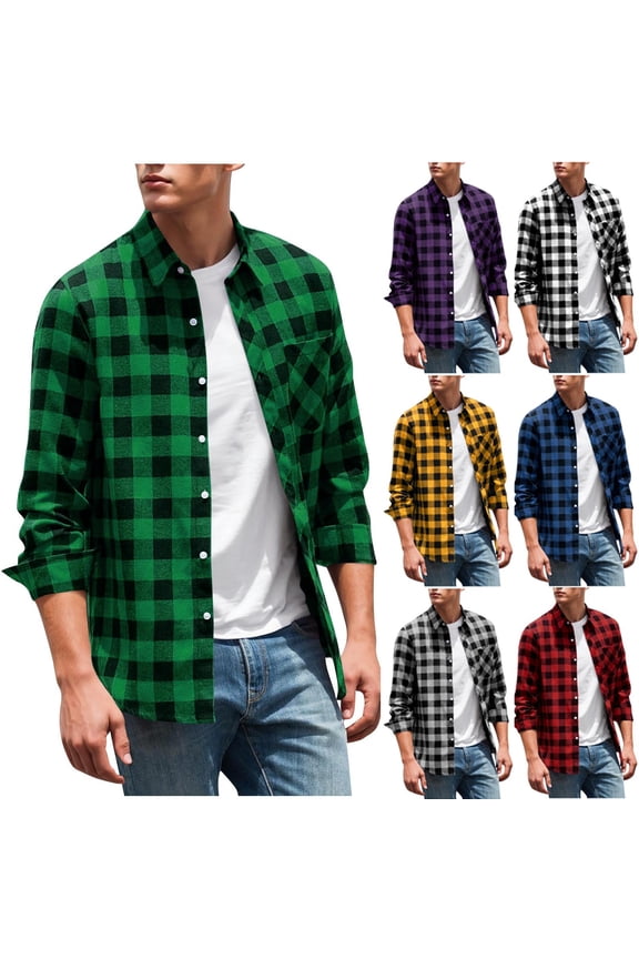 Women's Casual Button Down Checkered Long Sleeve Blouse Shirt Top, Relaxed Fit Plaid Pattern Soft Flannel, Business Office Work Daily Wear Essential Fashion Gift for Ladies