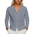 thumbnail image 1 of Women's Casual Button Down Cardigan Soft Lightweight Knit Sweater for Spring andFall Daily Wear withJeans or Skirts,Grey,One Size, 1 of 9