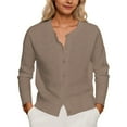 thumbnail image 1 of Women's Casual Button Down Cardigan Soft Lightweight Knit Sweater for Spring andFall Daily Wear withJeans or Skirts,Khaki,One Size, 1 of 9