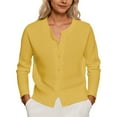 thumbnail image 1 of Women's Casual Button Down Cardigan Soft Lightweight Knit Sweater for Spring andFall Daily Wear withJeans or Skirts,Yellow,One Size, 1 of 9
