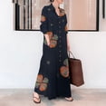 thumbnail image 1 of Women's Casual Button Down Cotton Linen Maxi Dress Long Sleeve Lapel Loose Plus Size Shirt Dresses with 2 Pockets, 1 of 6