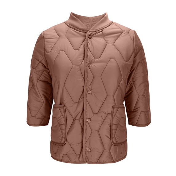 Women's Casual Button-Down Jacket, Three-Quarter Sleeve Lightweight Nylon Spandex Blend with Front Pockets, Ideal for Home and Outdoor Wear in Spring, Fall, and Winter Seasons