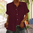 thumbnail image 1 of Women's Casual Button Down Short Sleeve T-Shirt Summer Polyester Top Lightweight Comfortable Fashion Blouse for Daily Wear Work Party Vacation, 1 of 8