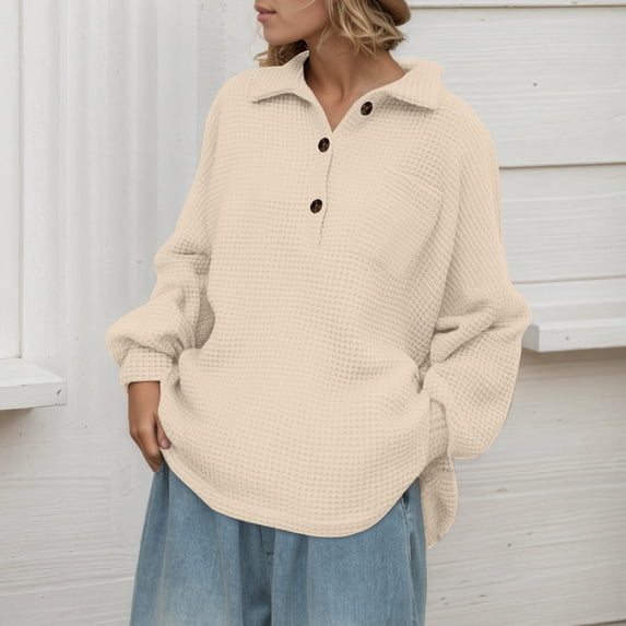 Women's Casual Button Down T Shirt Long Sleeve Comfortable Wear Soft Basic Top With Classic Collar For Autumn Winter Space Short Active Loose Tops Women Polyester Tees Women Small Tops Athletic Long