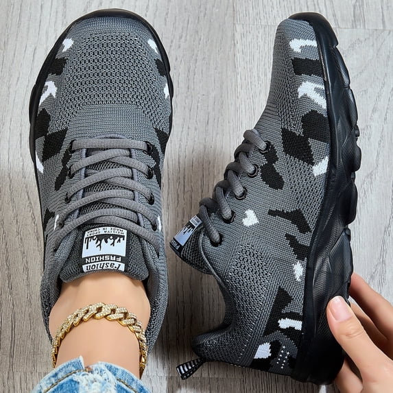 Women's Casual Camo Athletic Shoes–Breathable Knit Sneakers for Walking Shoes Womens