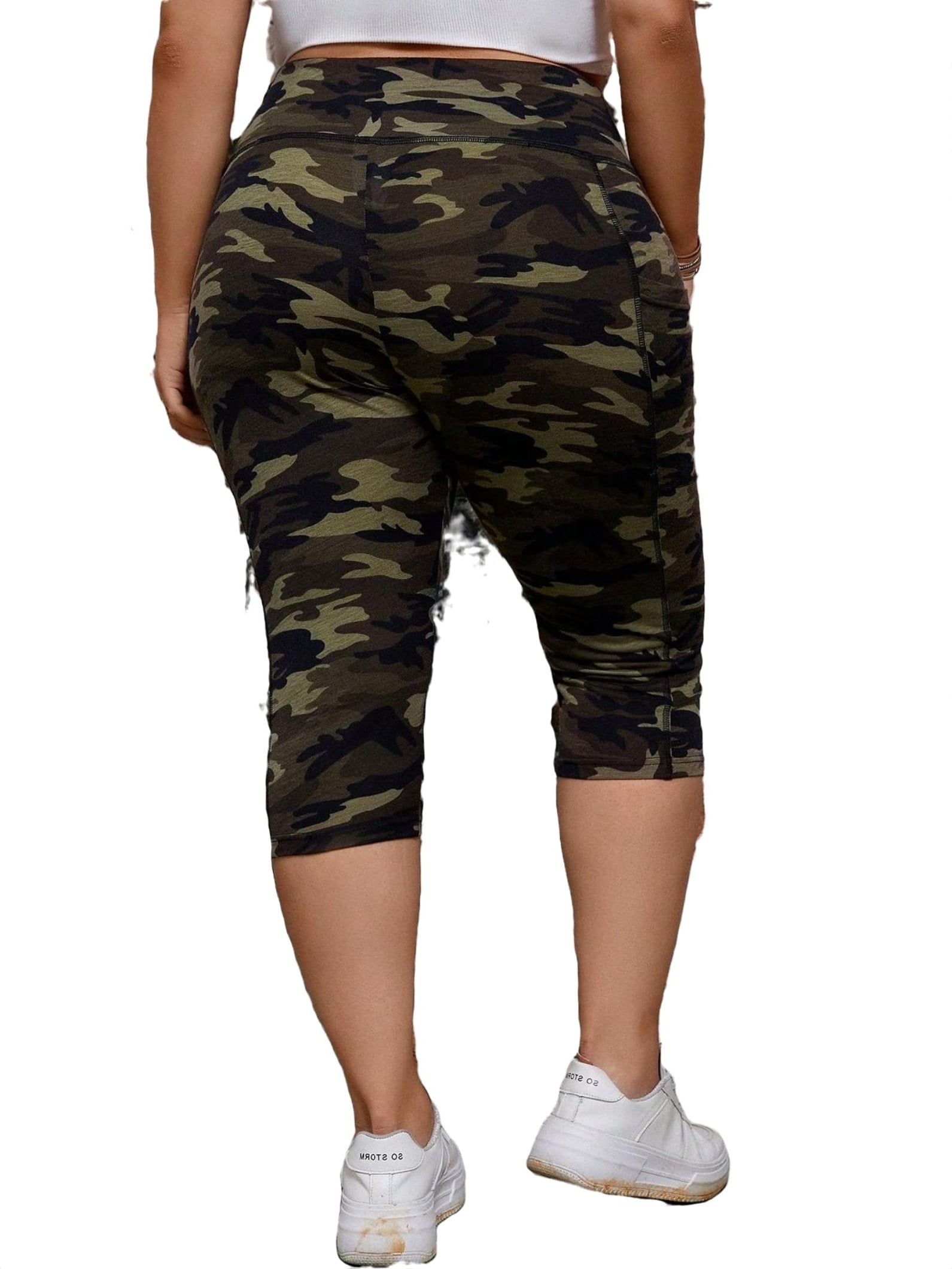Casual High Waisted Camo Capri Leggings (Women's 1XL) - Walmart.com