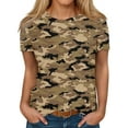 thumbnail image 1 of Women's Casual Camouflage T-Shirt Short Sleeve Crew Neck, Soft Cotton Blend, Stylish Everyday Wear, 1 of 5