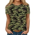 thumbnail image 1 of Women's Casual Camouflage T-Shirt Short Sleeve Crew Neck, Soft Cotton Blend, Stylish Everyday Wear, 1 of 5