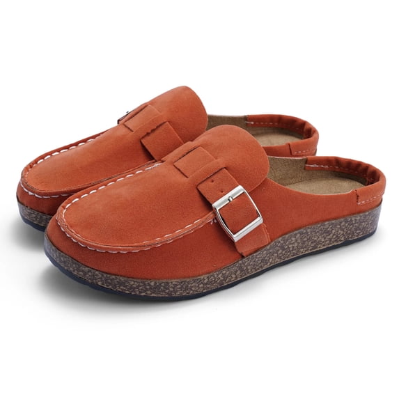 Women's Casual Canvas Flat Slip-on Sneaker Comfort Flat Shoes Orange shikongkuajing