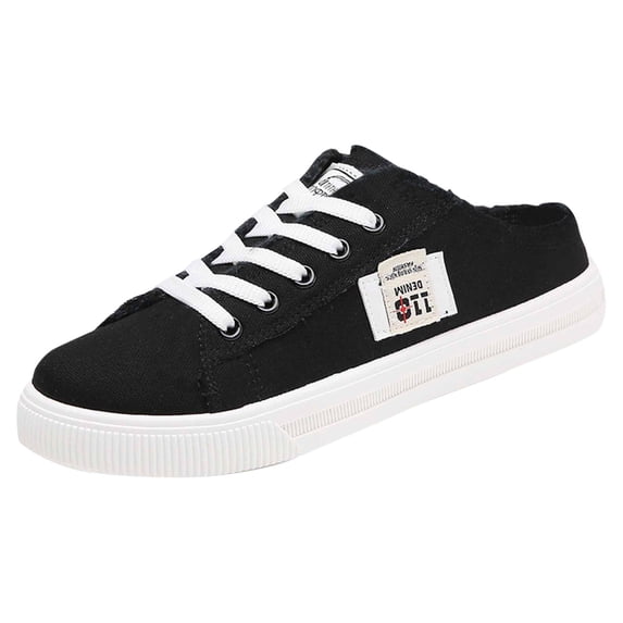 Women's Casual Canvas Mules Frayed Slip on Sneakers Backless Distressed Denim Tennis Shoes Comfortable Flat Low Top Shoes,39