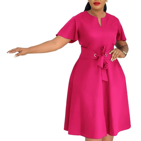 Women's Casual Cap Sleeve Pleated Long Midi Dress Loose Beach A line Flowy Dress