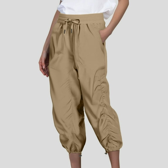 Women's Casual Capri Pants Lightweight Comfortable Summer Travel Workout Cropped Trousers For Outdoor Vacation Everyday Wear Womens Casual Pants Romper Womens Clothes Leggings Flare Lady Basketball