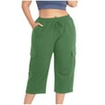 thumbnail image 1 of Women's Casual Capri Pants Summer Comfortable Stretch Pure Color Trousers For Daily Wear With T Shirt, 1 of 7