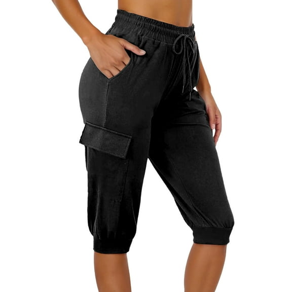Women's Casual Capri Pants With Pockets Comfortable Stretchy Yoga Trousers For Everyday Wear And Light Exercise
