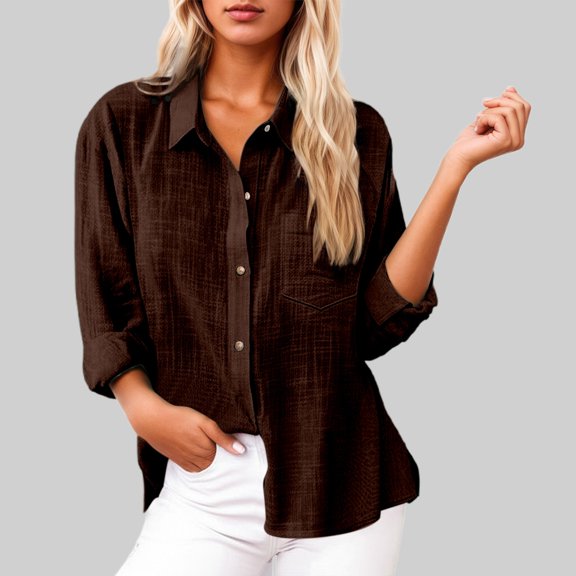 Women's Casual Cardigans With Pockets For Daily Wear Stylish Versatile Design For Spring Summer And Autumn Womens Fall Shirts Button up Women Women Long Sleeve Button down Shirt Work Out Shirts Woman