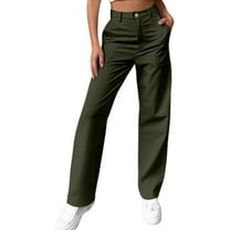 Women's Casual Cargo Pants High Waisted Comfortable Workwear Trousers For Daily Wear And Commuting With Pockets And Buttons
