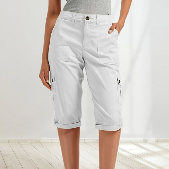 Women's Casual Cargo Shorts High Waisted Workout Pants With Multiple Pockets Comfortable Stretchy Summer Travel Outdoor Active Wear Fall Work Clothes for Women Casual Pants Womens Stretchy Womens