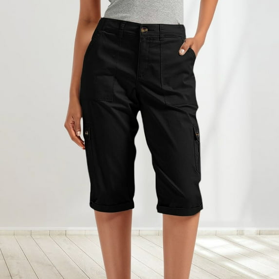 Women's Casual Cargo Shorts High Waisted Workout Pants With Multiple Pockets Comfortable Stretchy Summer Travel Outdoor Active Wear Fall Work Clothes for Women Casual Pants Womens Stretchy Womens