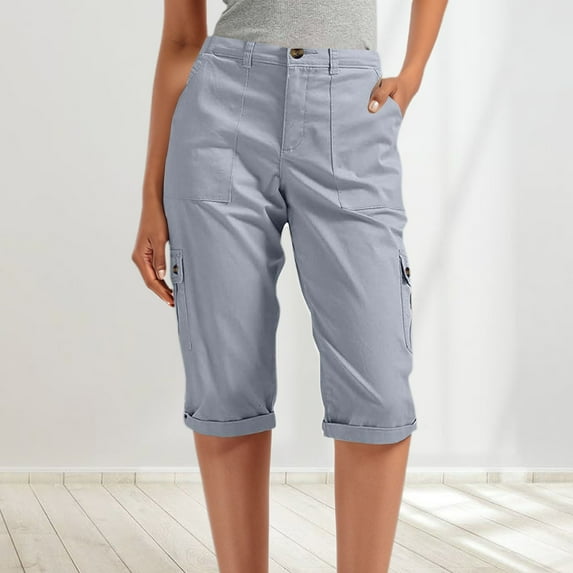 Women's Casual Cargo Shorts High Waisted Workout Pants With Multiple Pockets Comfortable Stretchy Summer Travel Outdoor Active Wear Fall Work Clothes for Women Casual Pants Womens Stretchy Womens