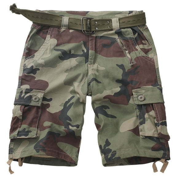 Women's Casual Cargo Shorts Multi-Pockets Twill Bermuda Summer Shorts(No Belts),Camo 12