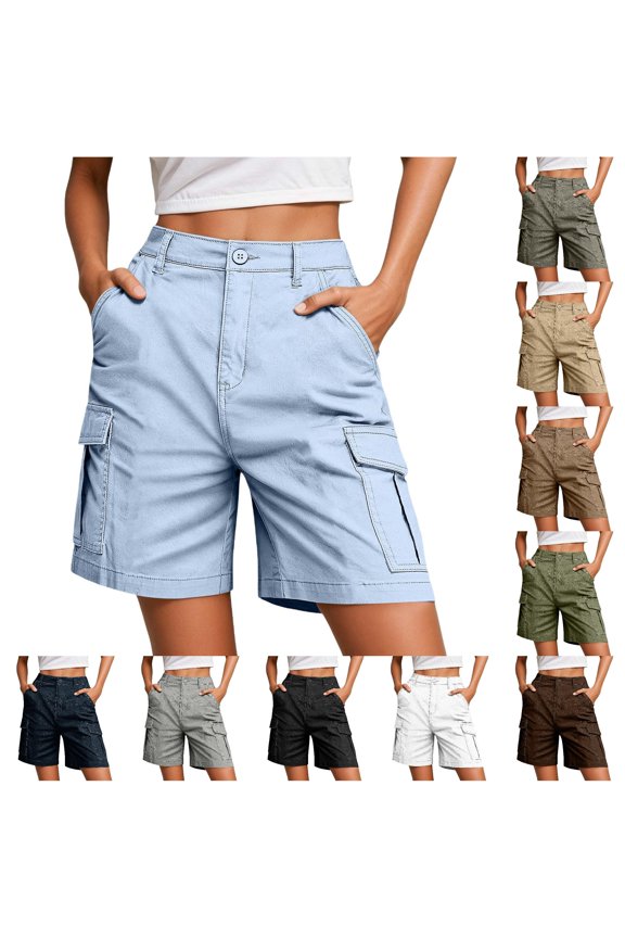 Women's Casual Cargo Shorts Pocket Design for Everyday Relaxed Wear Suitable for Summer Activities Short Sleeve Tunic Tops for Leggings for Women Shorts Women Shorts for Women Summer Womens