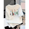 thumbnail image 1 of Women's Casual Cartoon Print T-Shirt, Loose Fit Short Sleeve Crew Neck Top, All-Season Regular Length Tee with Slight Stretch, Cute T Shirts, 1 of 6