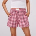 thumbnail image 1 of Women's Casual Checkered Button-Front Shorts with Elastic Waist and Side Pockets - Soft Breathable Fabric for Summer Comfort, 1 of 7