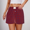 thumbnail image 1 of Women's Casual Checkered Button-Front Shorts with Elastic Waist and Side Pockets - Soft Breathable Fabric for Summer Comfort, 1 of 7