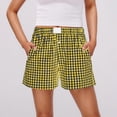thumbnail image 1 of Women's Casual Checkered Button-Front Shorts with Elastic Waist and Side Pockets - Soft Breathable Fabric for Summer Comfort, 1 of 7