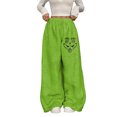 thumbnail image 1 of Women's Casual Christmas Print Elastic Waist Loose Fit With Plush Wide Leg Pants, 1 of 2