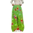 thumbnail image 1 of Women's Casual Christmas Print Elastic Waist Loose Fit With Plush Wide Leg Pants, 1 of 2