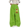 thumbnail image 1 of Women's Casual Christmas Print Elastic Waist Loose Fit With Plush Wide Leg Pants, 1 of 2