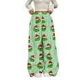 thumbnail image 1 of Women's Casual Christmas Print Elastic Waist Loose Fit With Plush Wide Leg Pants, 1 of 2