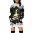 thumbnail image 1 of Women's Casual Christmas Printed Hoodie Dress Featuring Festive Gold Tree Design for Holiday Season Comfort, 1 of 2