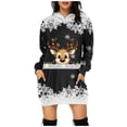 thumbnail image 1 of Women's Casual Christmas Printed Long Sleeve Hooded Sweatshirt Dress Pullover with Pocket Comfortable Stylish Winter Wear, 1 of 2