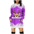 thumbnail image 1 of Women's Casual Christmas Printed Long Sleeve Hooded Sweatshirt Dress Pullover with Pocket Comfortable Stylish Winter Wear, 1 of 2