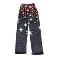 thumbnail image 1 of Women's Casual Christmas Printed Plush Pants, Full Length Long Trousers for Winter Wear, Soft and Warm Fleece Material with Festive Design for Women,Navy,2XL, 1 of 7