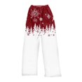 thumbnail image 1 of Women's Casual Christmas Printed Plush Pants, Full Length Long Trousers for Winter Wear, Soft and Warm Fleece Material with Festive Design for Women,White,M, 1 of 4