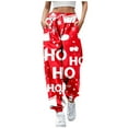 thumbnail image 1 of Women's Casual Christmas Printed Trousers Autumn Winter Holiday Slacks Comfortable Stylish Festive Pants, 1 of 2