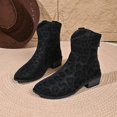 thumbnail image 1 of Women's Casual Chunky Heel Short Boots, Suede Leopard Print Fashion Design with Breathable Lining, Trendy Booties for Daily Party Gift, 1 of 6