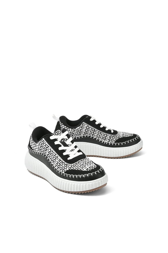 Women's Platform Fashion Sneakers Comfortable Chunky Casual Shoes Black/White Size 9