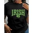 thumbnail image 1 of Women's Casual Clover Graphic Tee - Comfy Stretchy Polyester Blend, Round Neck Short Sleeve T-Shirt for Everyday & Holiday Wear, 1 of 6